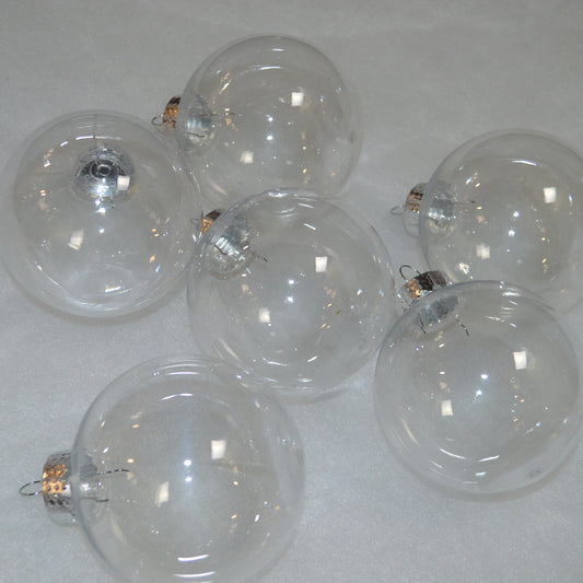 6x 80mm Clear / Transparent Create Your Own Christmas Tree Baubles Decorations