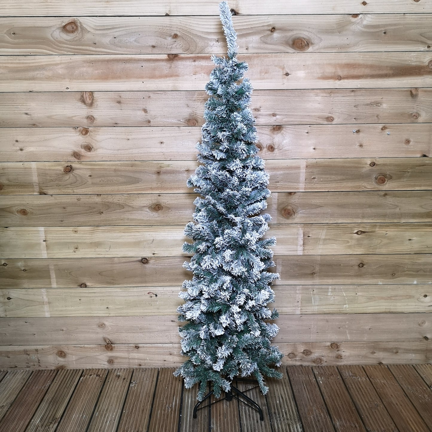 5.5ft (1.7m) Premier Snow Flocked Spruce Pine Slim Christmas Tree in Green