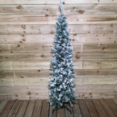 5.5ft (1.7m) Premier Snow Flocked Spruce Pine Slim Christmas Tree in Green