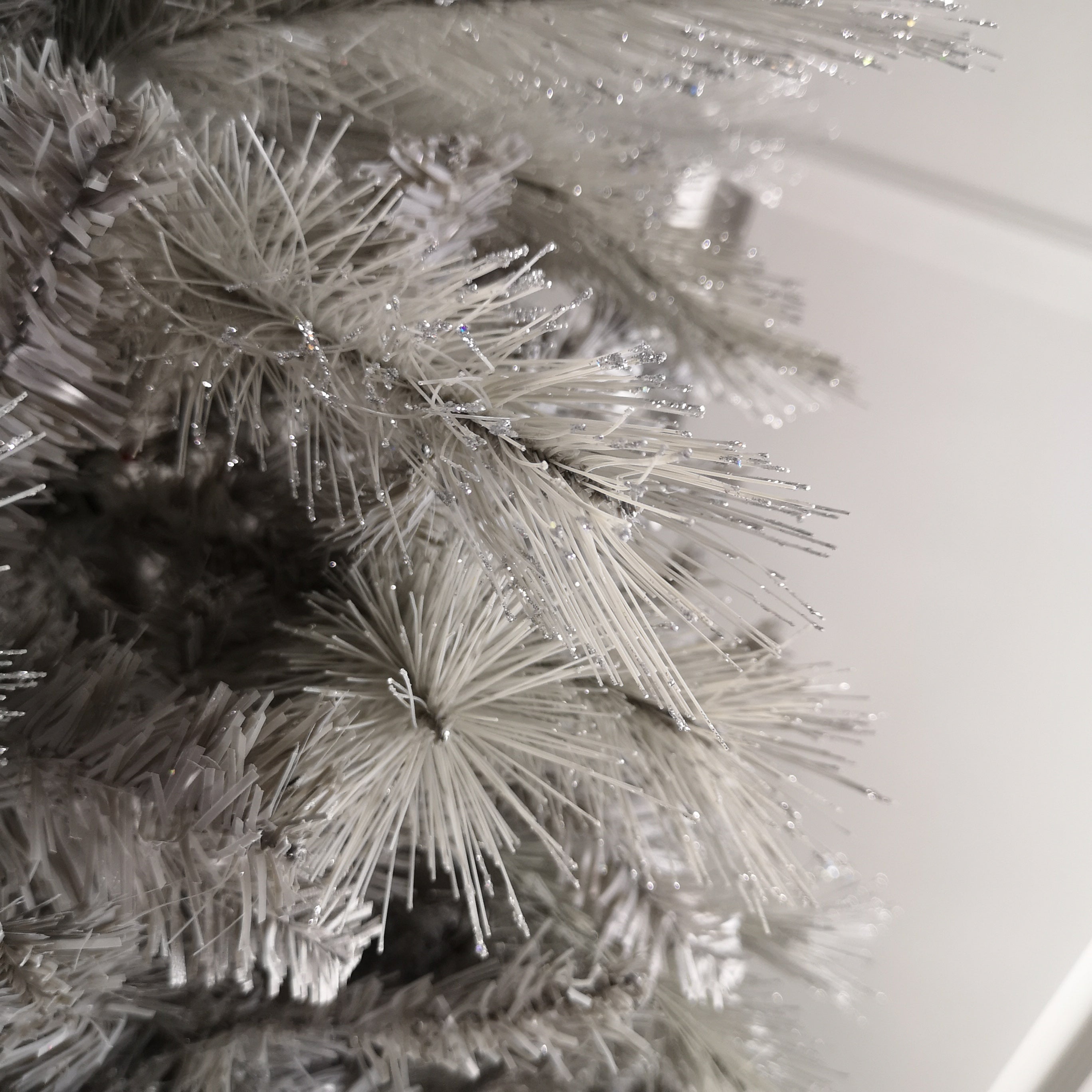 1.8M 6ft Silver Glitter Tip Fir Festive Christmas Tree in Grey PVC with Silver Tipping