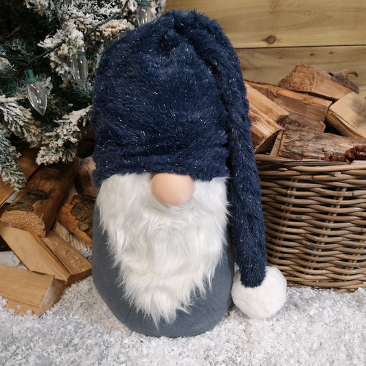 40cm Festive Christmas Blue Gonk in Oversized Pom Pom Hat