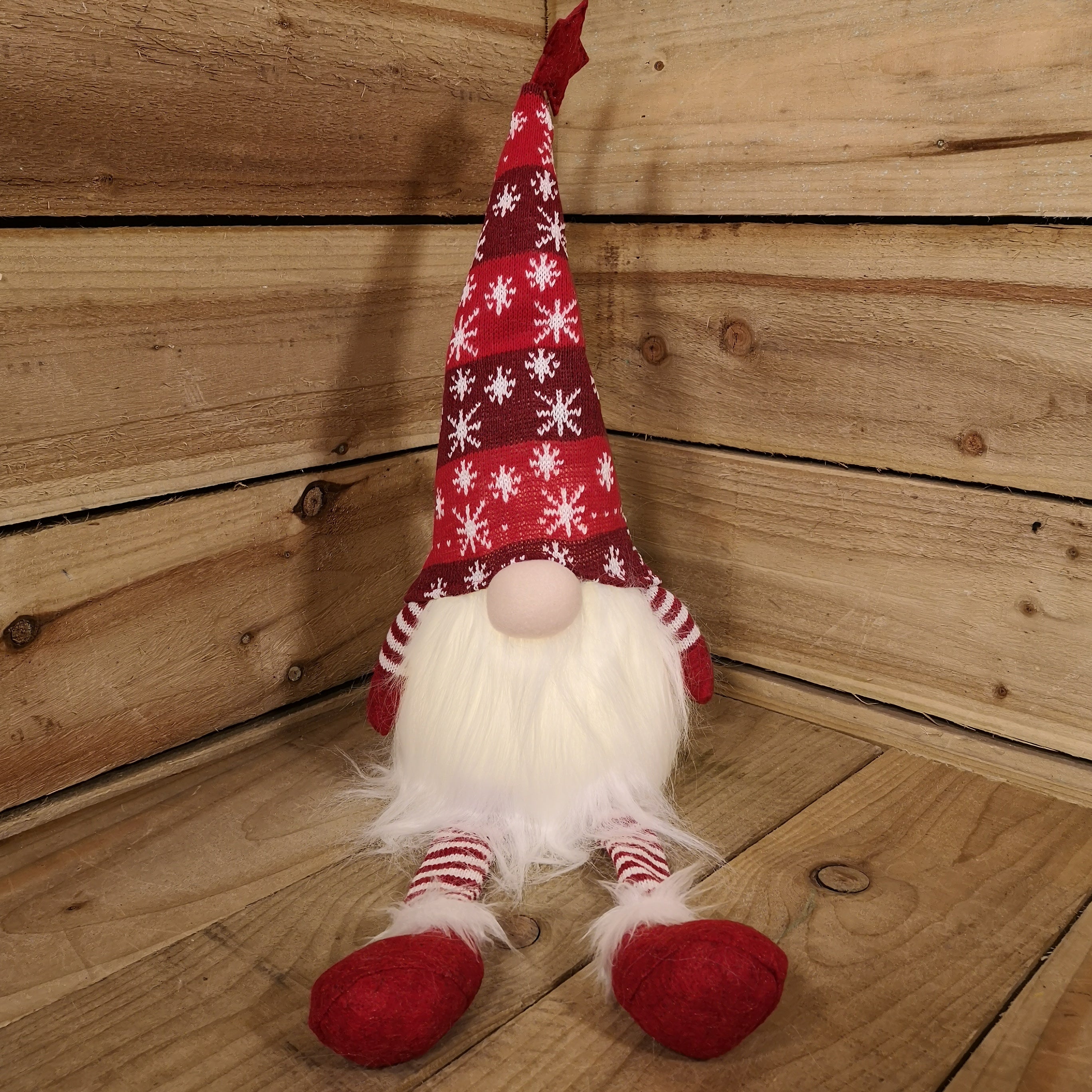 Festive Christmas Sitting Gonk with Dangly Legs & LED Light 48cm  RED