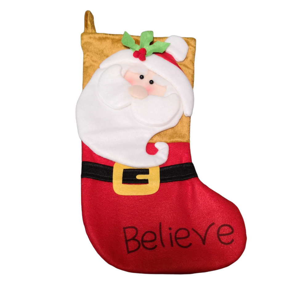 40cm Christmas Stocking with Cute Santa Design
