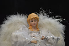 30cm White & Silver Christmas Tree Top Fairy Angel House Decoration Ornament