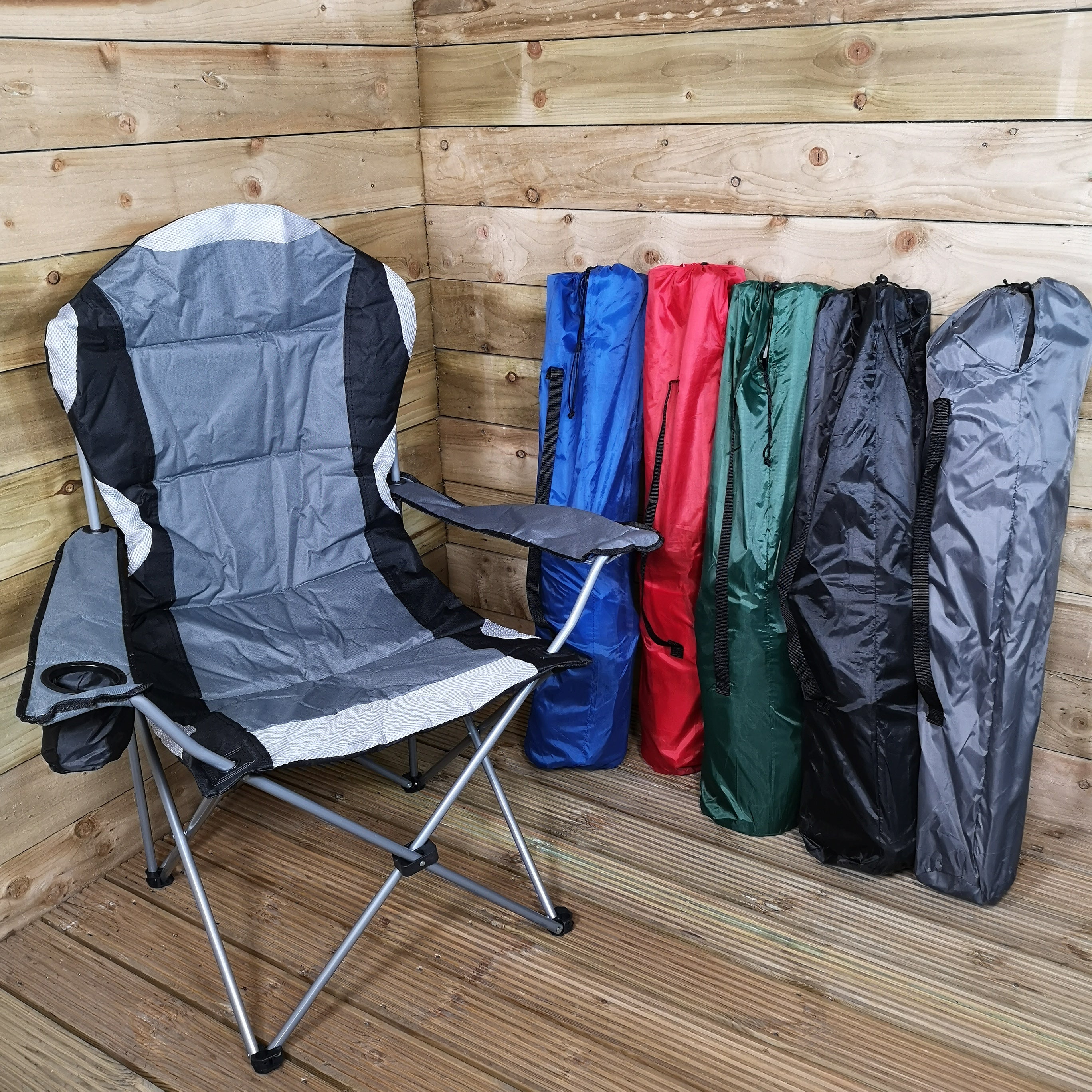 Choice of 5 Colours Luxury Padded High Back Folding Camping / Fishing Chair