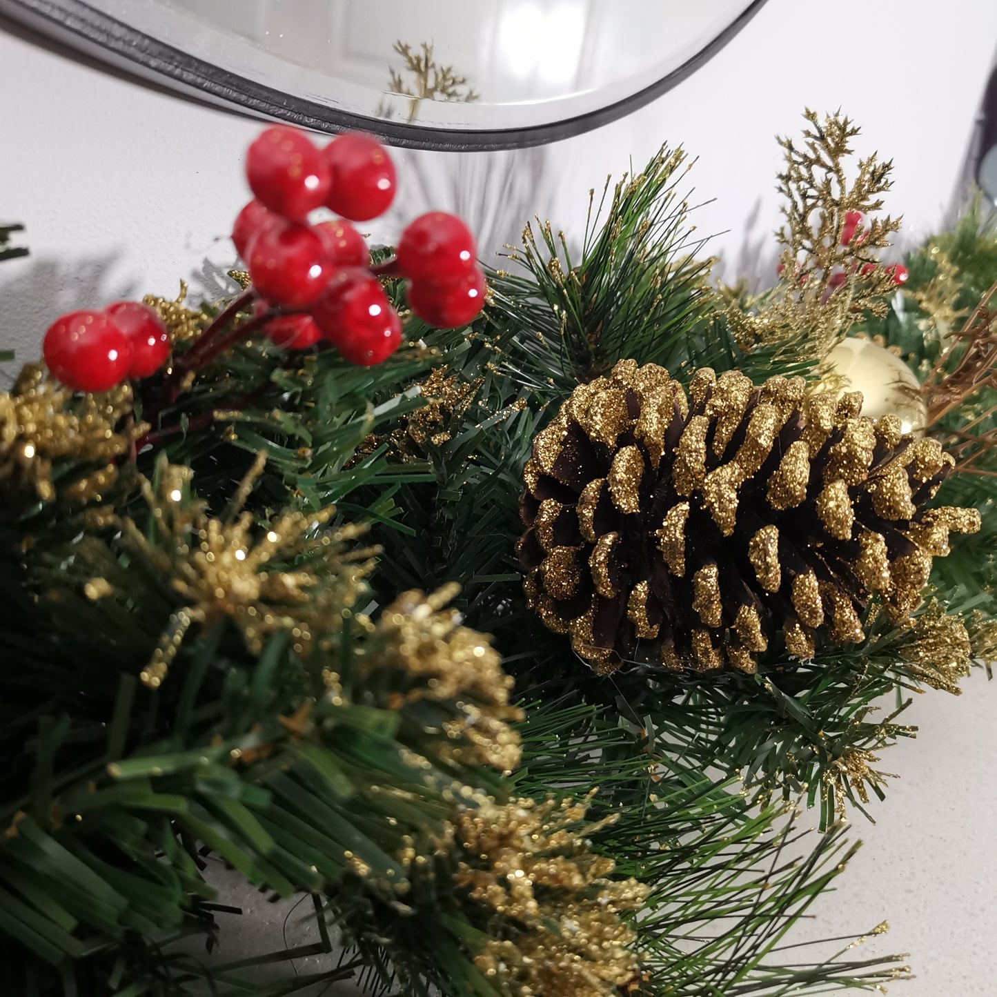 180cm (6ft) Premier Gold Dressed Christmas Garland With Berries Pinescones And Gold Baubles