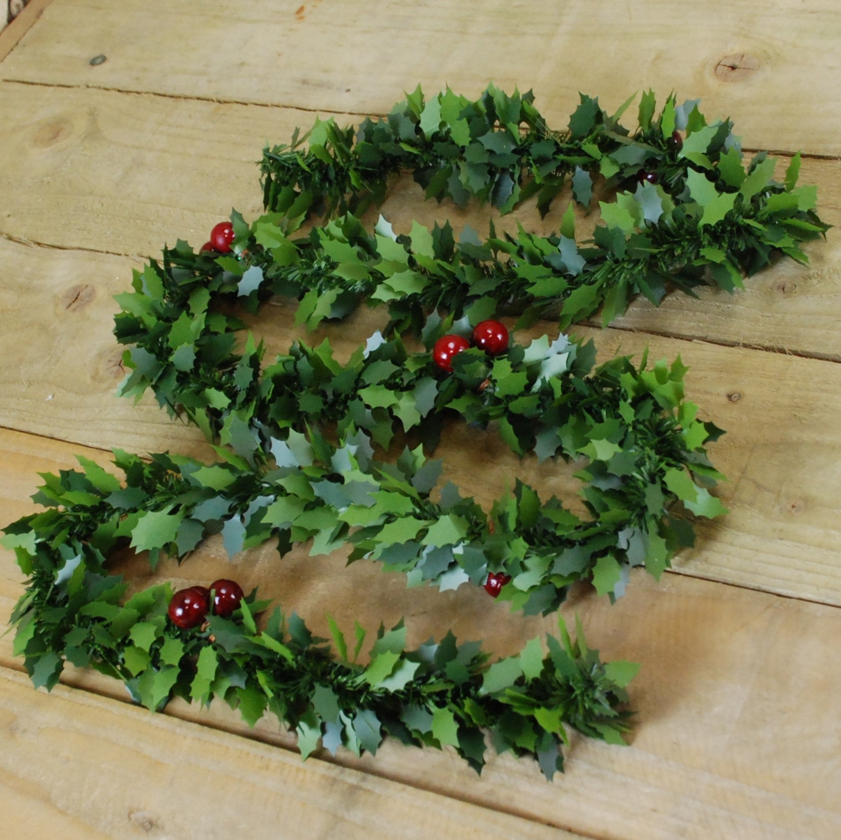 2m Christmas Holly with Red Berries Tinsel / Garland