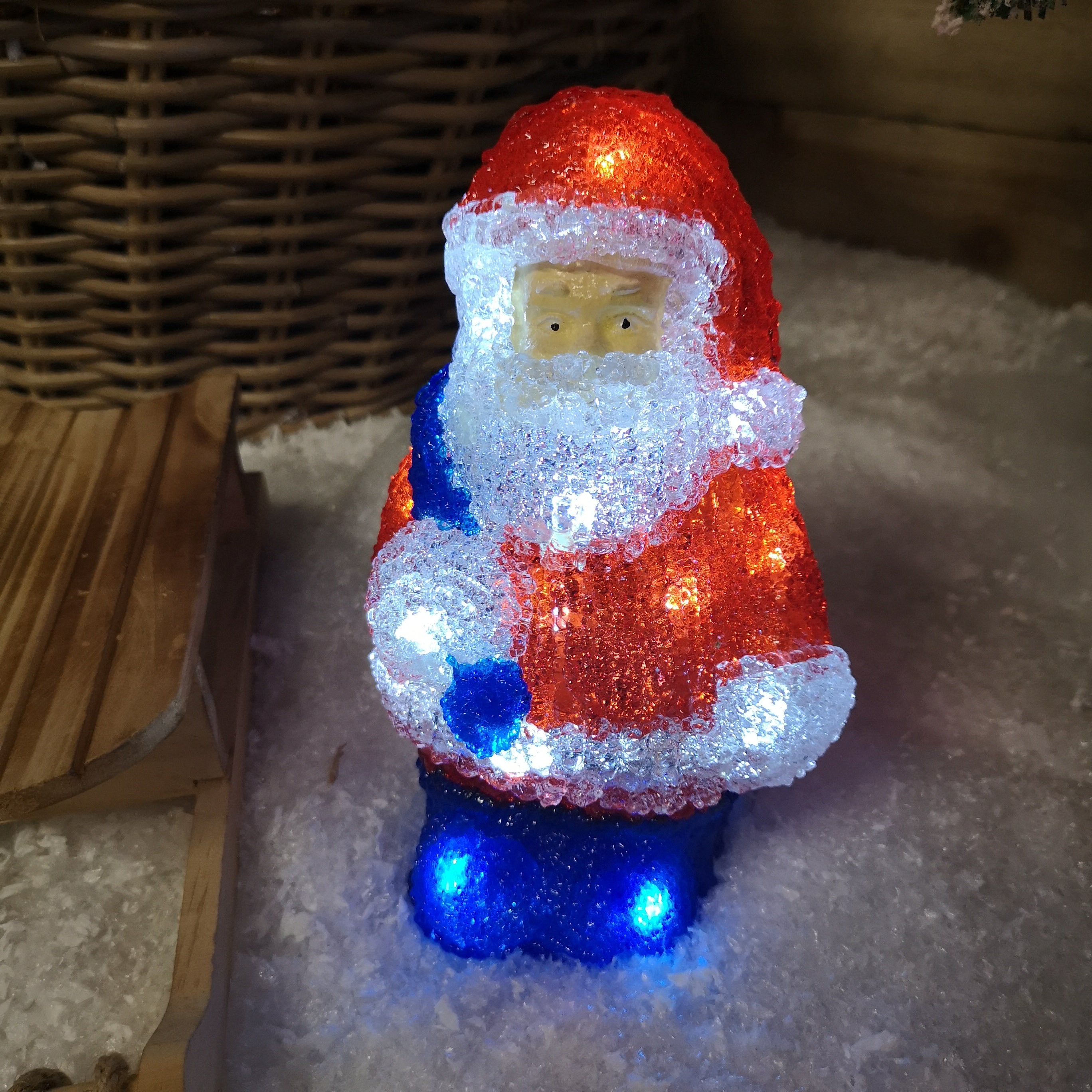 20cm Battery Operated Acrylic Santa Claus Father Christmas with Cool White LEDs