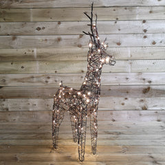 83cm Brown Outdoor Standing Wicker Reindeer Decoration With LED Lights