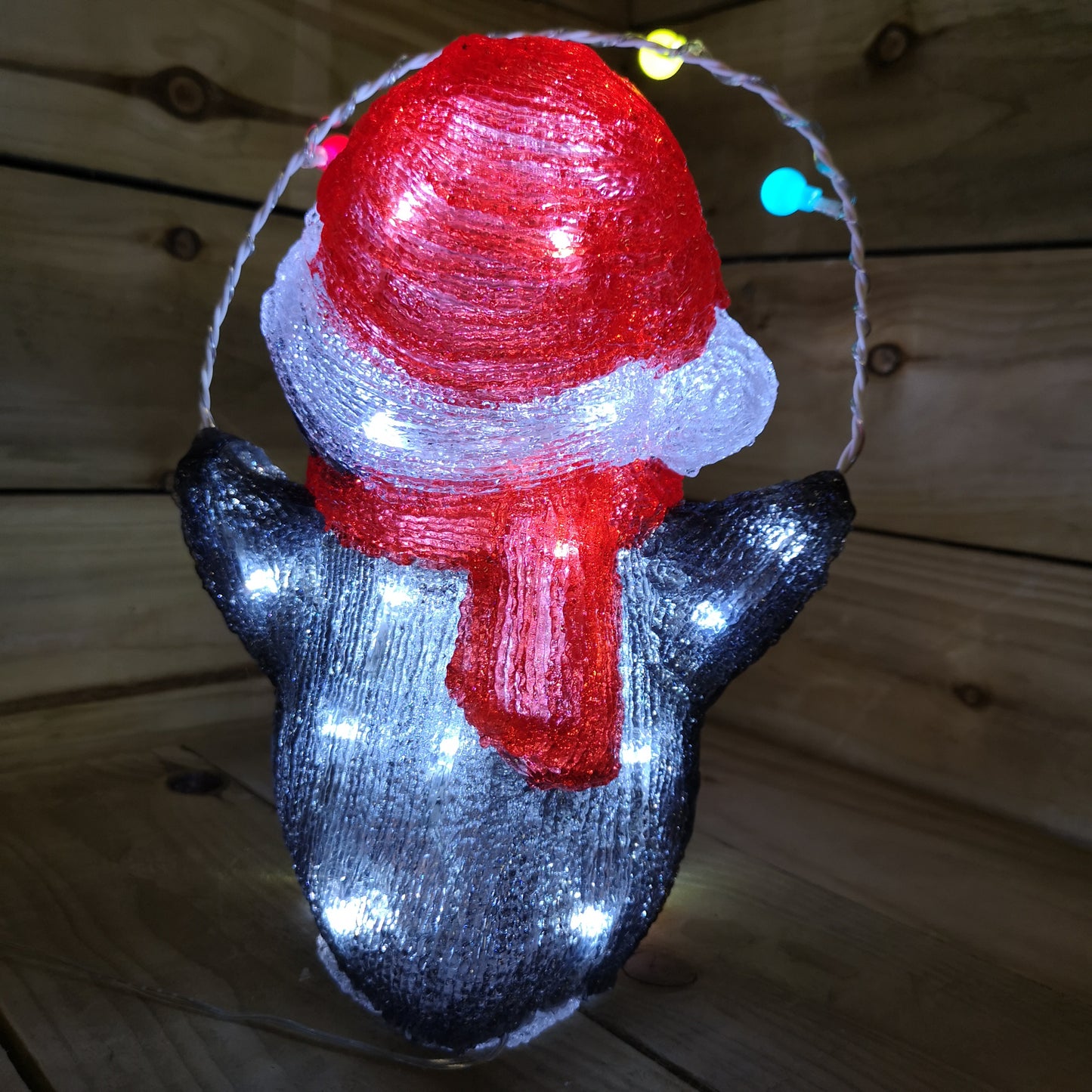 30cm Festive Acrylic Lit Penguin Outdoor Christmas Decoration with 40 LED