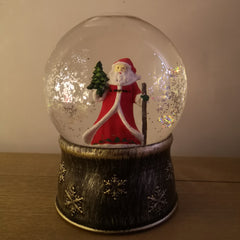 18cm Snowtime Christmas Water Spinner Snow Globe with Santa Scene - Dual Powered