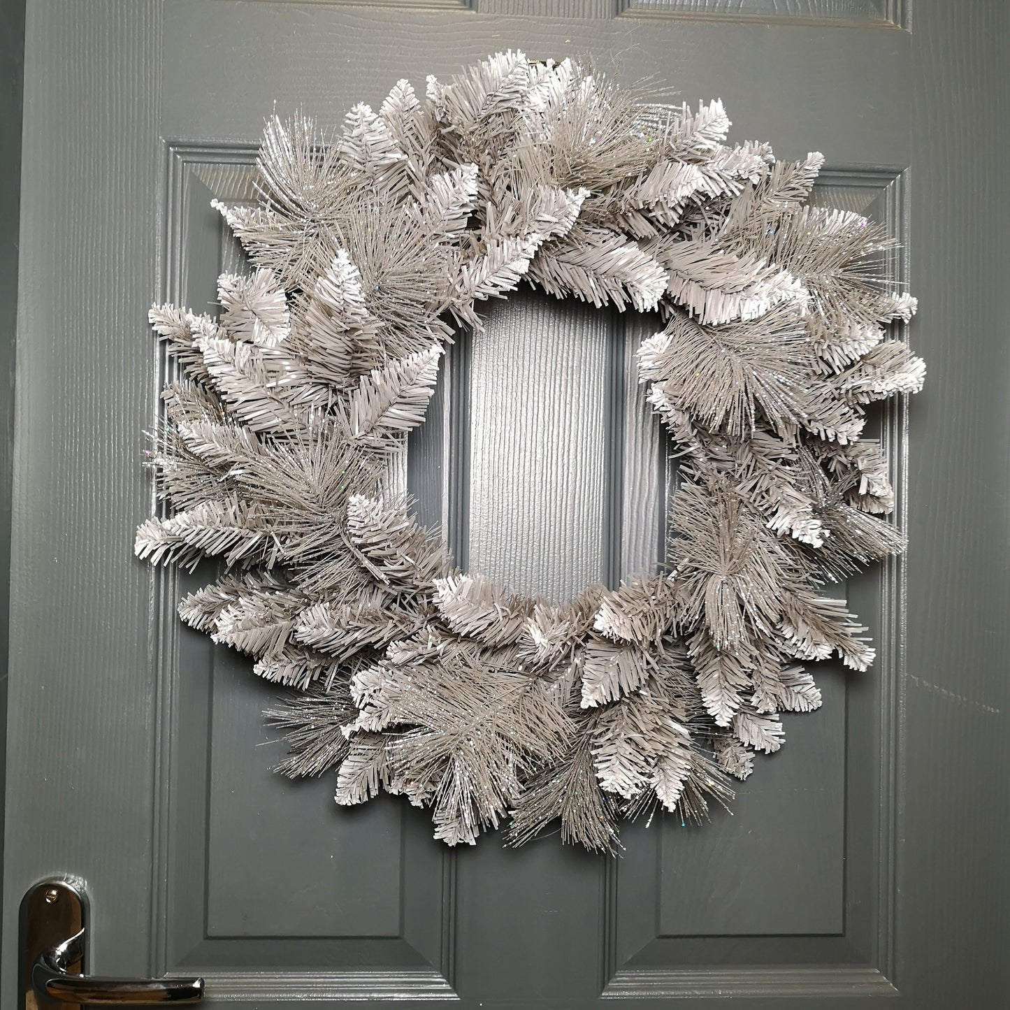 50cm Premier Snow Tipped Silver Christmas Glitter Door Wreath Decoration