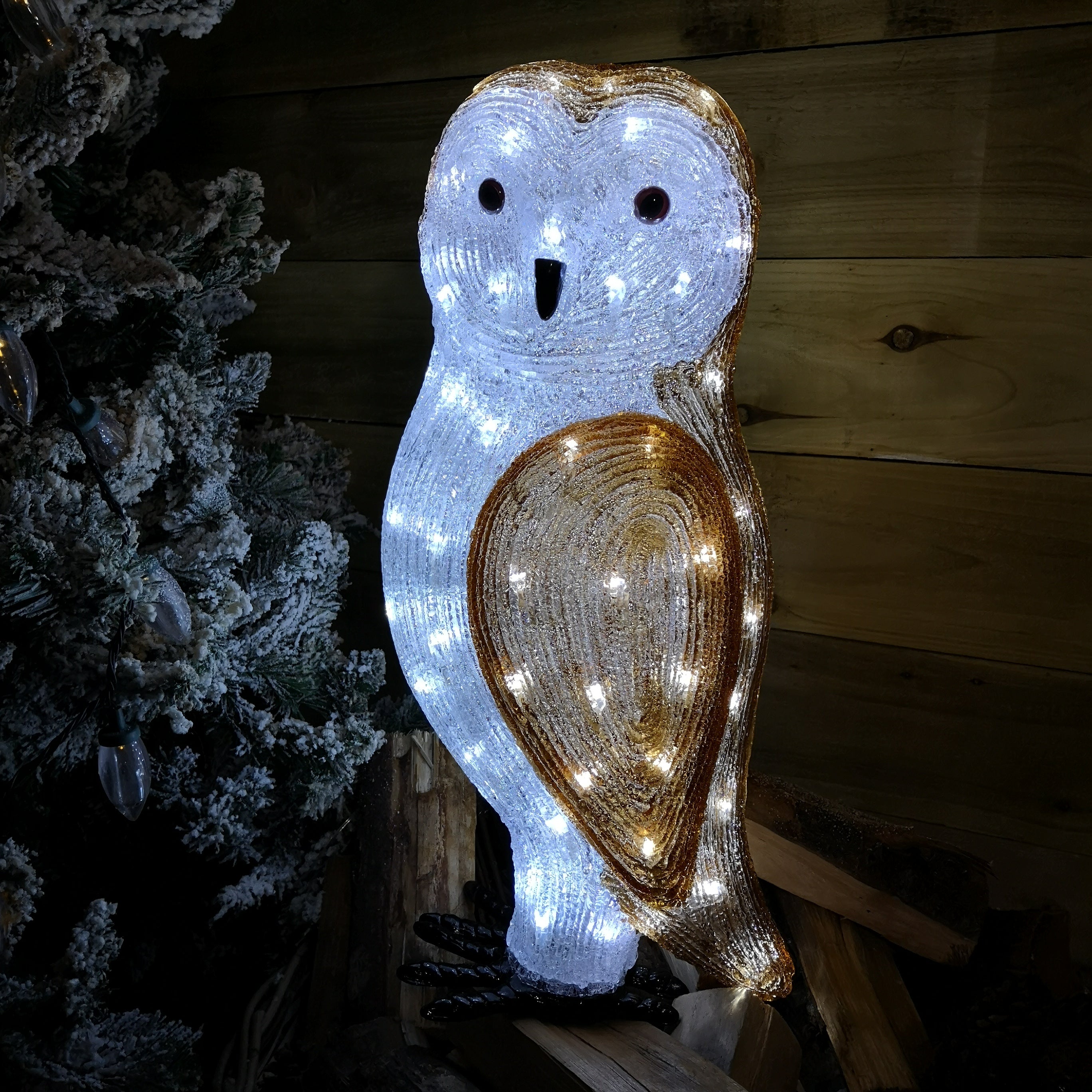 56cm The Snowman & Snowdog 2018 Acrylic Owl Christmas Decoration with 100 Ice White LEDs