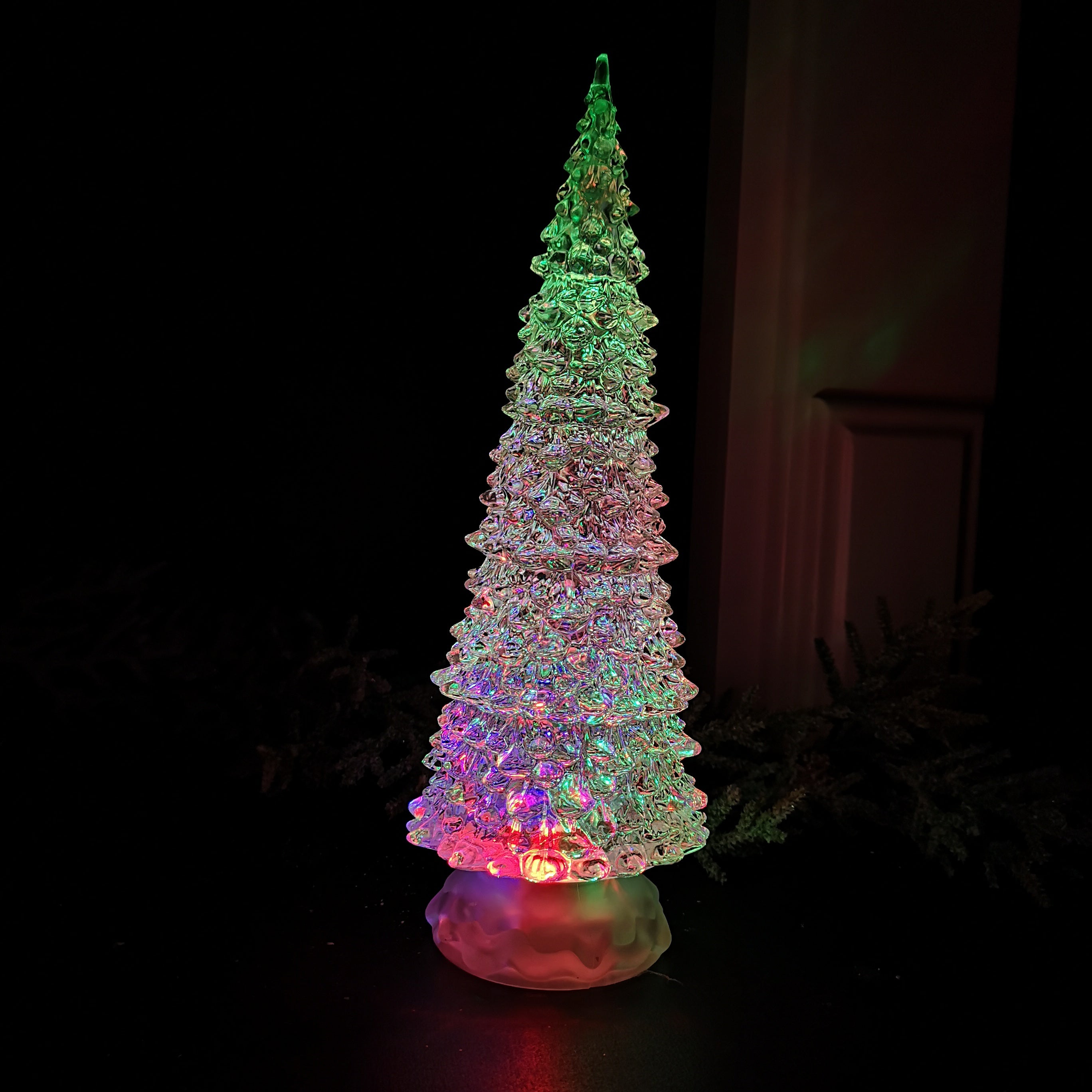 30cm Dual Power Water Spinner Christmas Tree with Timer & Colour Changing LED's