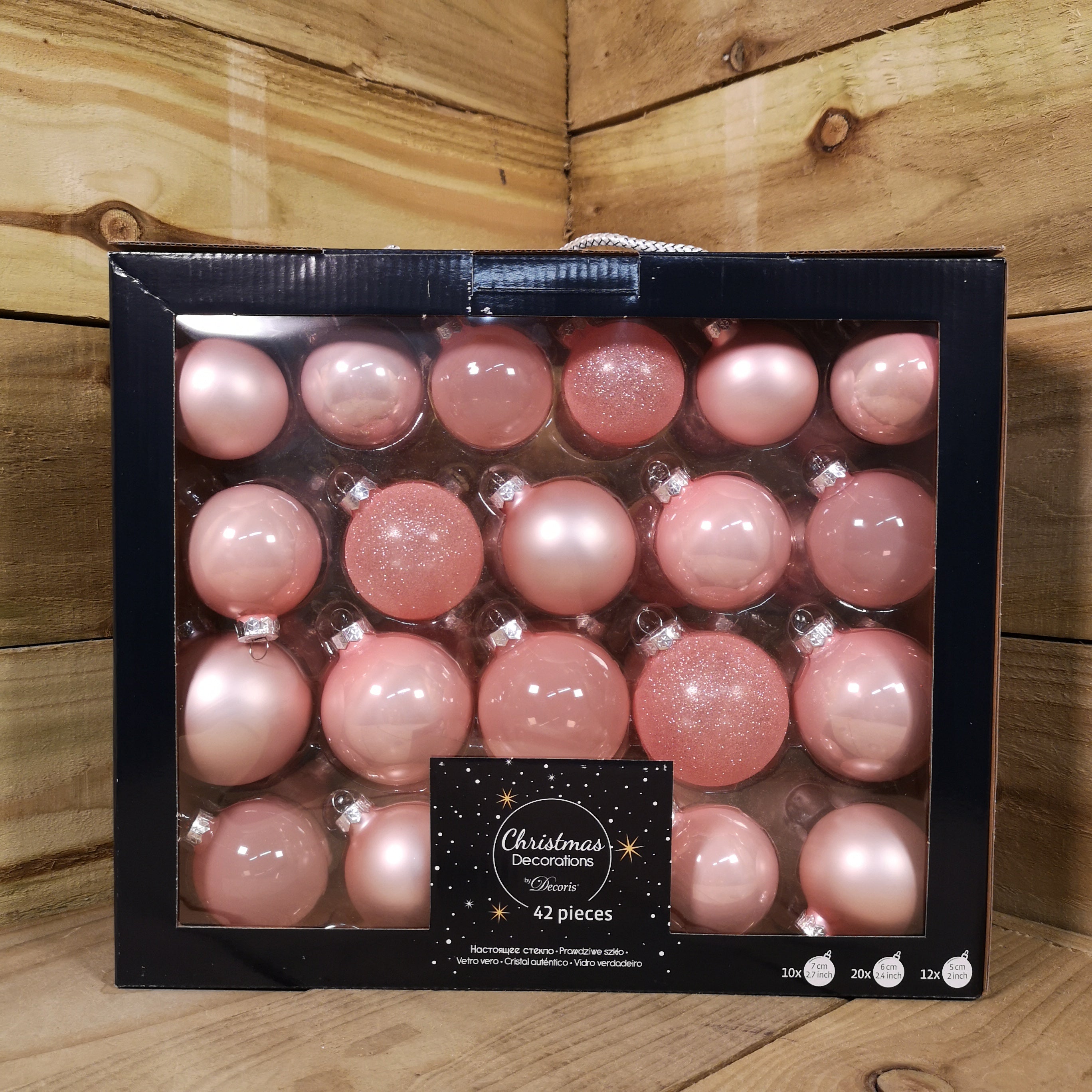 Decoris Luxury 42 Piece Blush Pink Glass Baubles Set