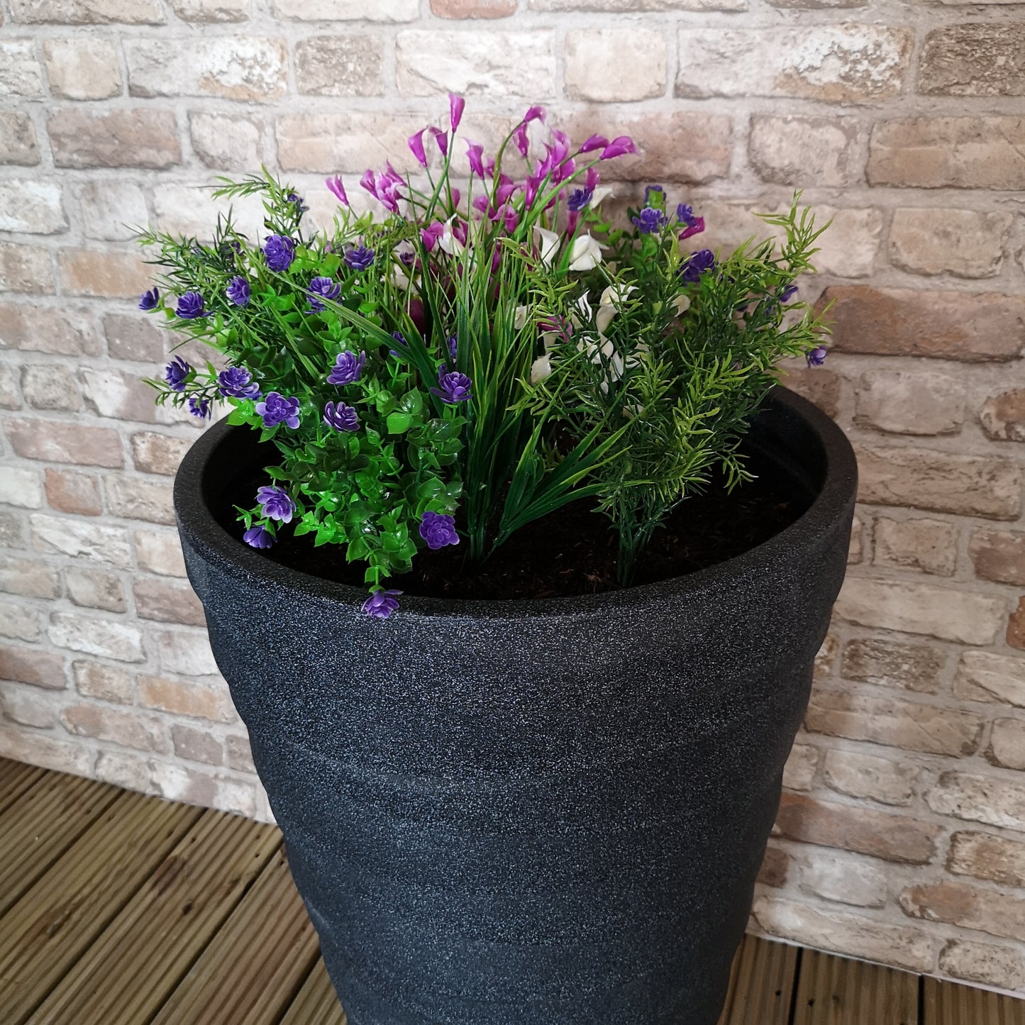 Medium Grey Charcoal Effect Garden Trojan Plant Pot 56cm Tall 38cm Wide