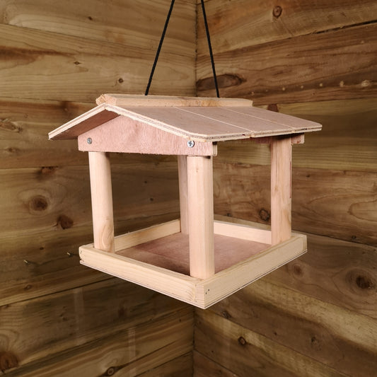 Hanging Wooden Garden Bird Seed Feeder Table with Roof 2736