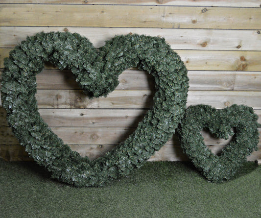 Set of 2 HUGE Premier Display Heart Wreaths Christmas Garden Festive - 4ft Wide