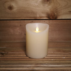 13cm x 9cm Battery Operated Dancing Flame Candle with Timer in Cream