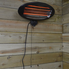 2,000w Wall Mounted Black Electric Outdoor Garden / Patio Heater with 3 Settings