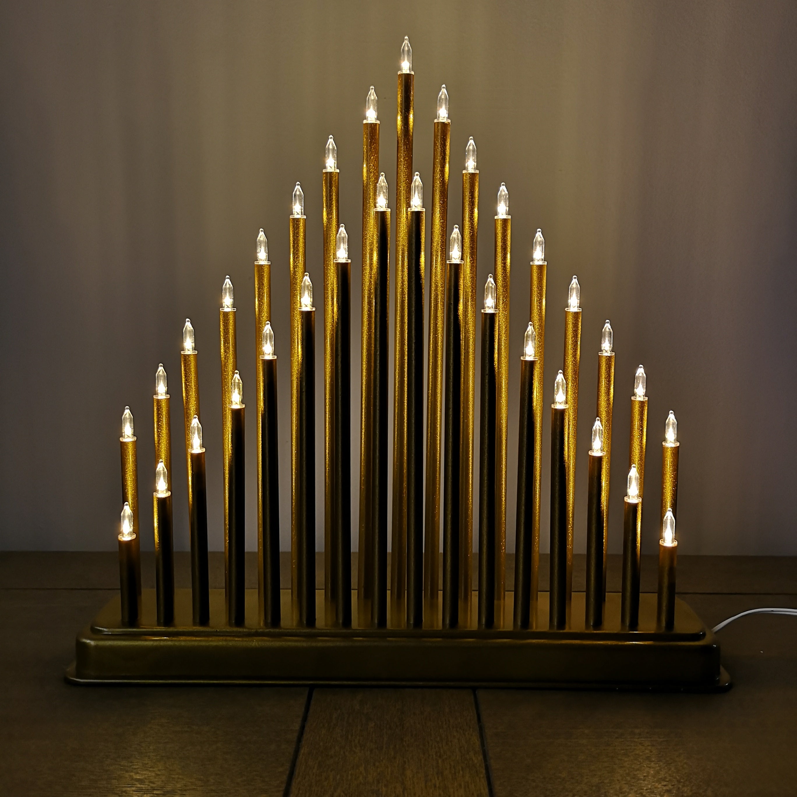 34cm Premier Christmas Candlebridge with 33 LEDs in Gold Mains Operated