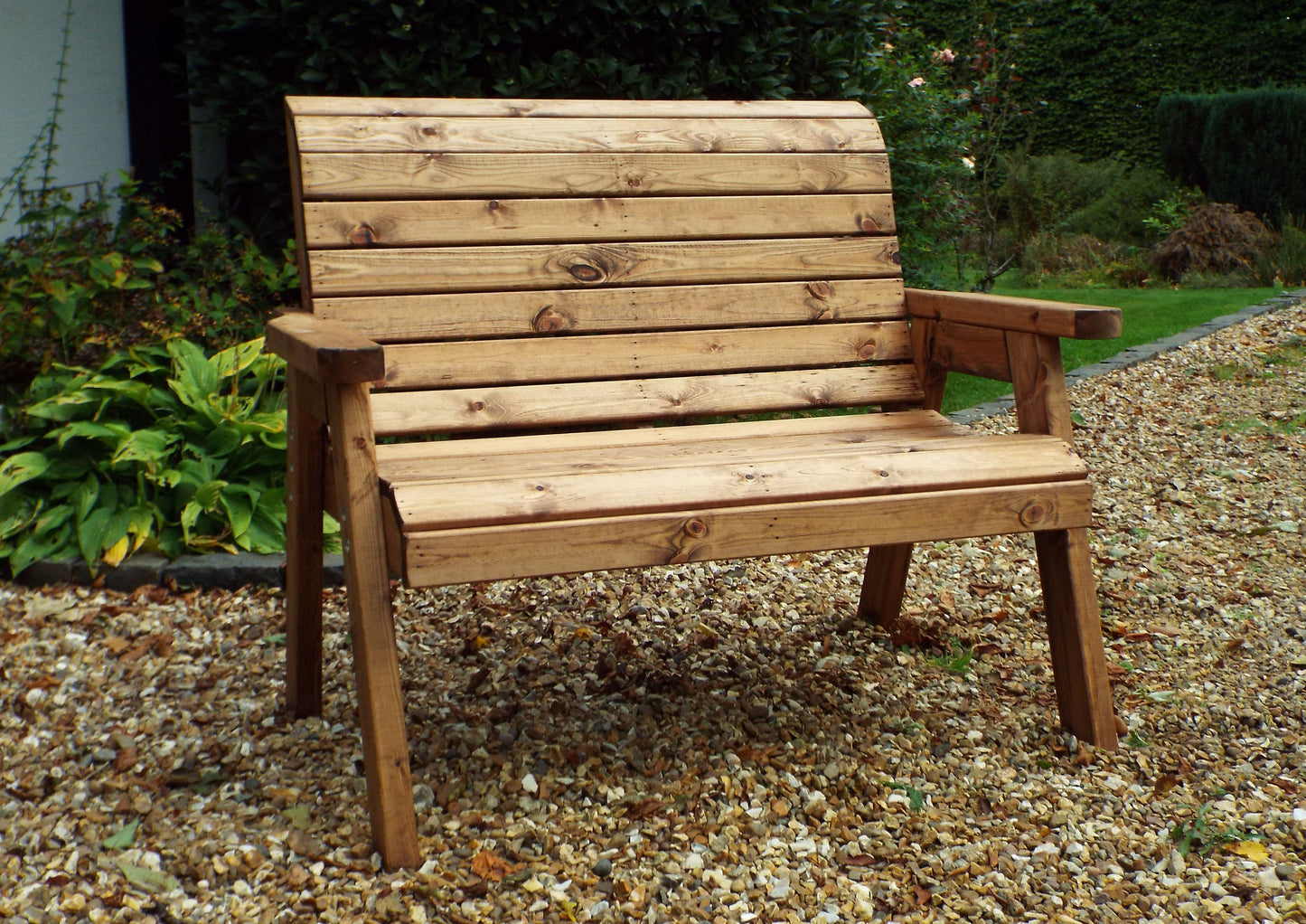 Charles Taylor Hand Made Traditional 2 Seater Chunky Rustic Wooden Garden Bench Furniture