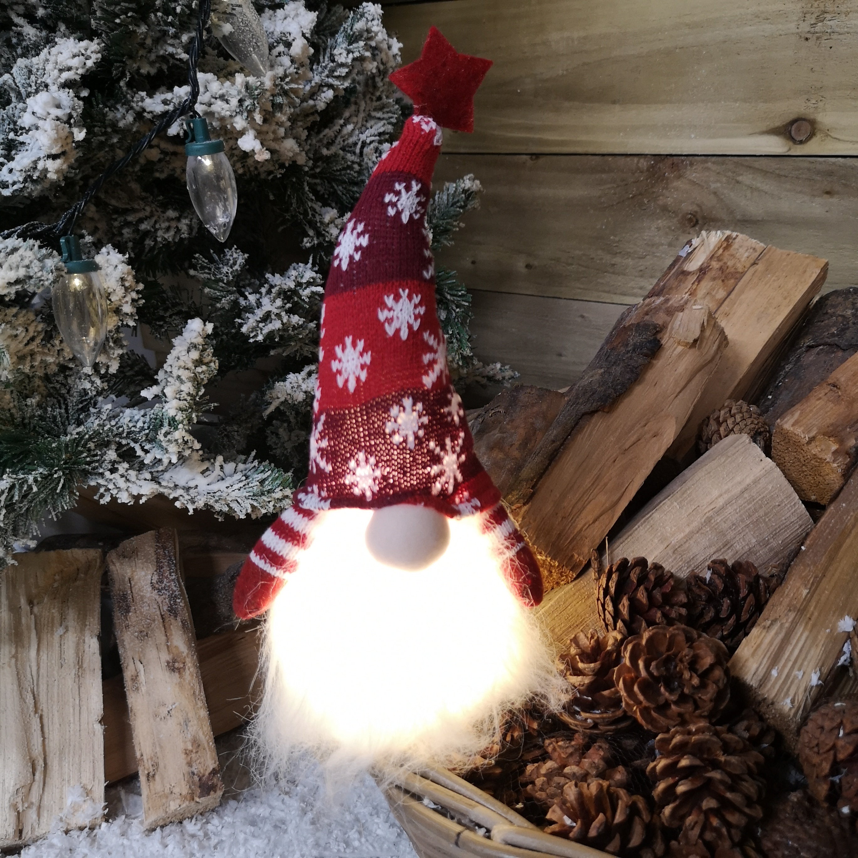 30cm Christmas Light Up Gnome Gonk Sitting Splat Gonk Choose from Red or Grey