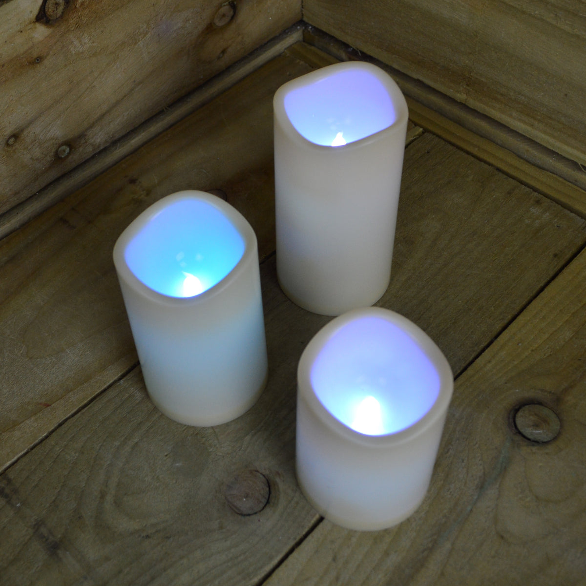 15cm Premier Set of 3 Battery Operated Multi Pastel Colour Changing LED Candles