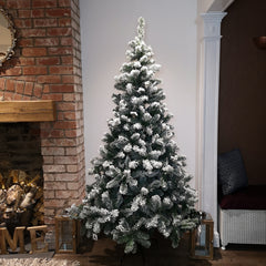7ft Snowy Imperial Pine White Green Fir Artificial Luxury Christmas Tree