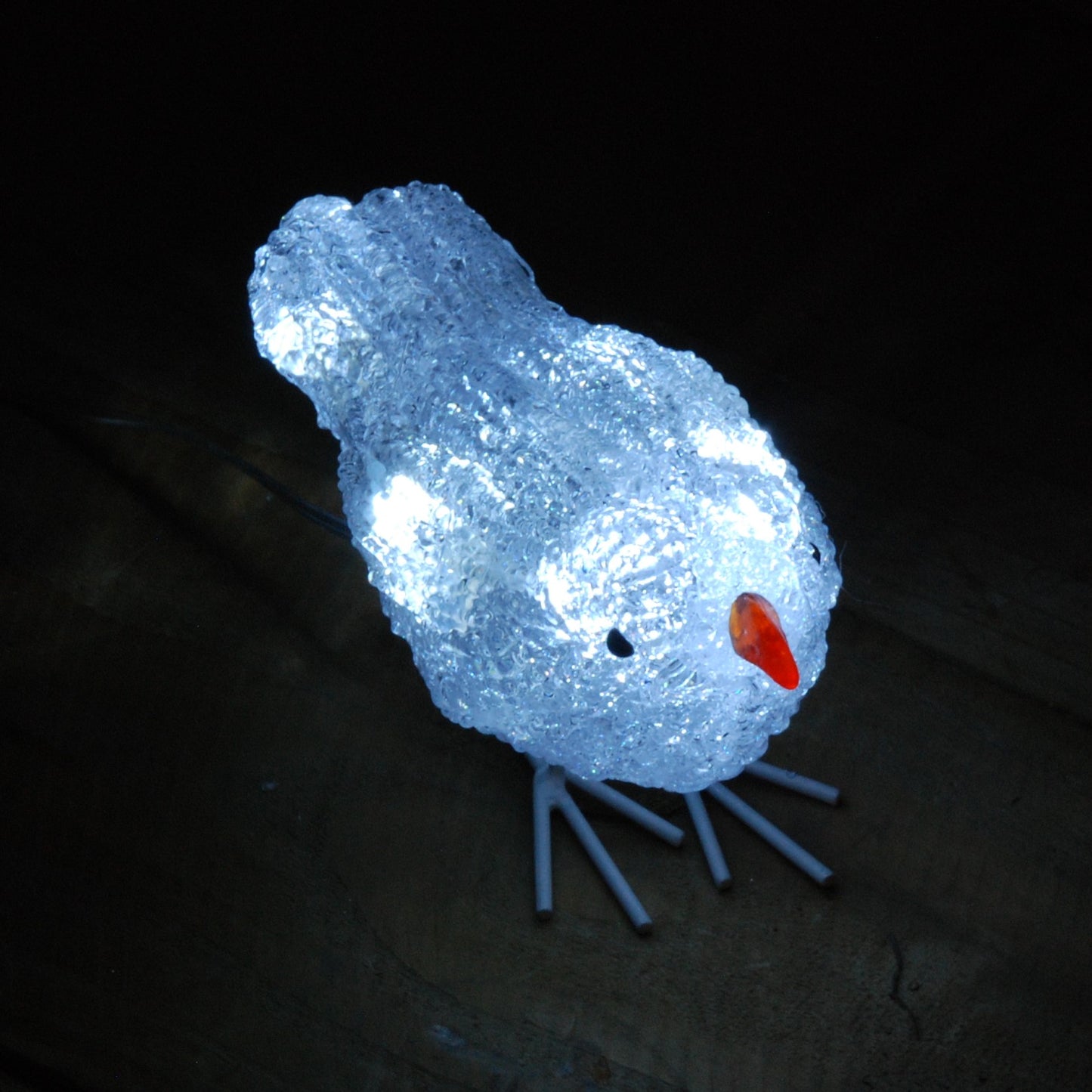 Set of 5 16cm Christmas Acrylic Birds with 30 White LEDs indoor outdoor Decoration