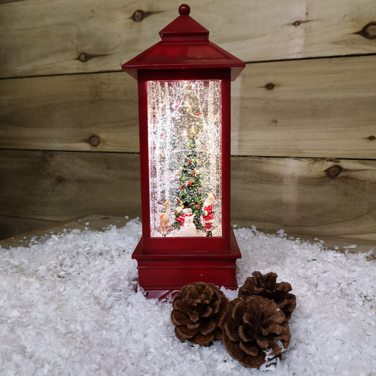 31cm Red Rotating Santa Christmas Scene Warm White LED Water Lantern 2736