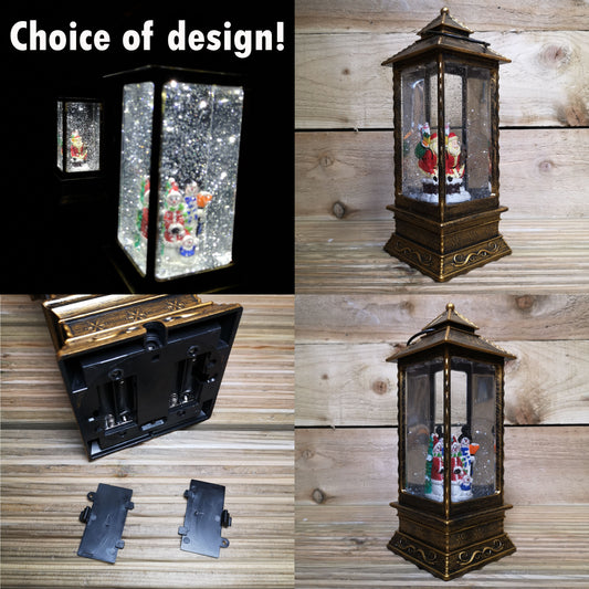27cm Premier Christmas Water Spinners Antique Effect Lantern  Choose from  Santa or Snowmen