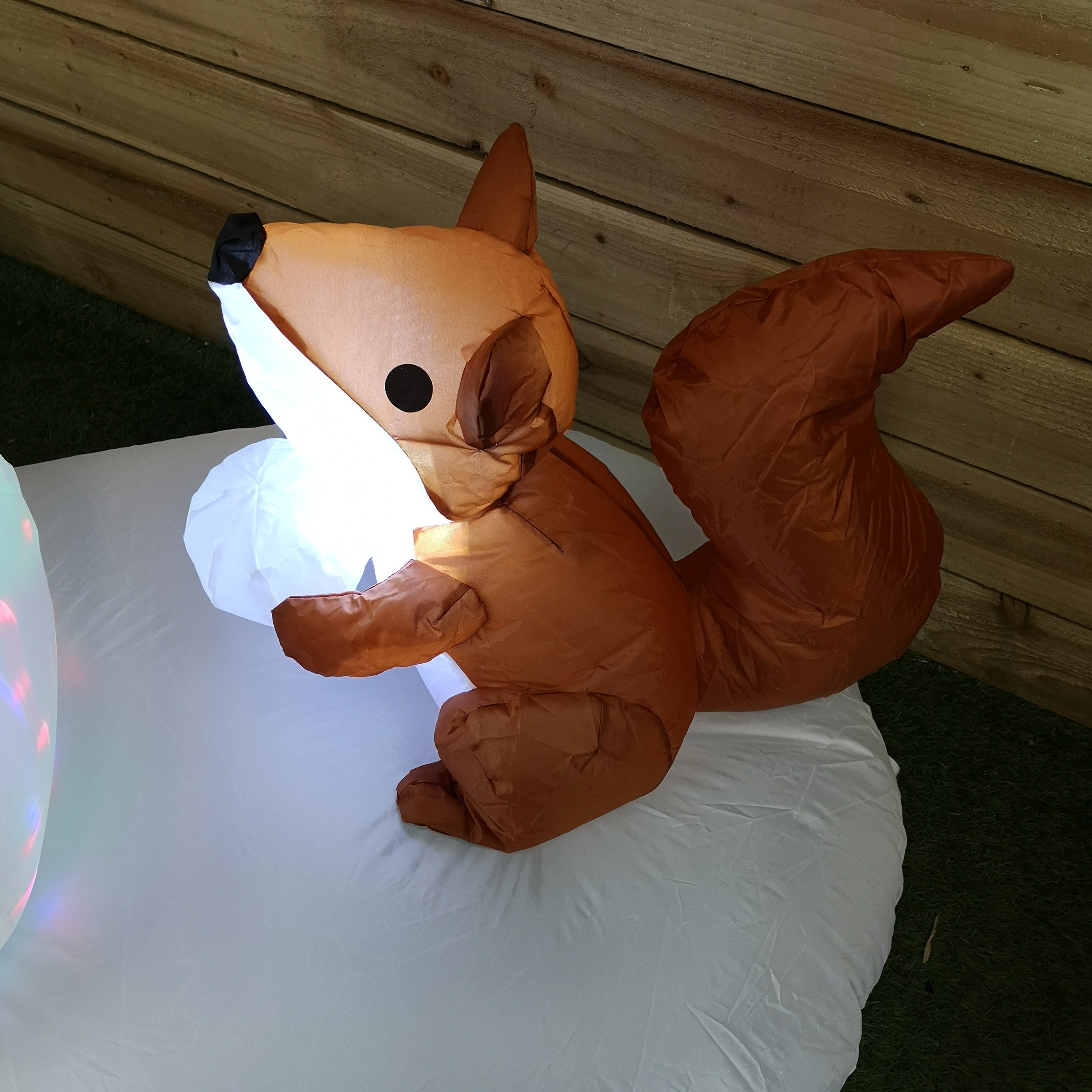 Premier Indoor Outdoor 1.5m Lit Inflatable Multi Coloured Flashing Snowman with Fox And Squirrel