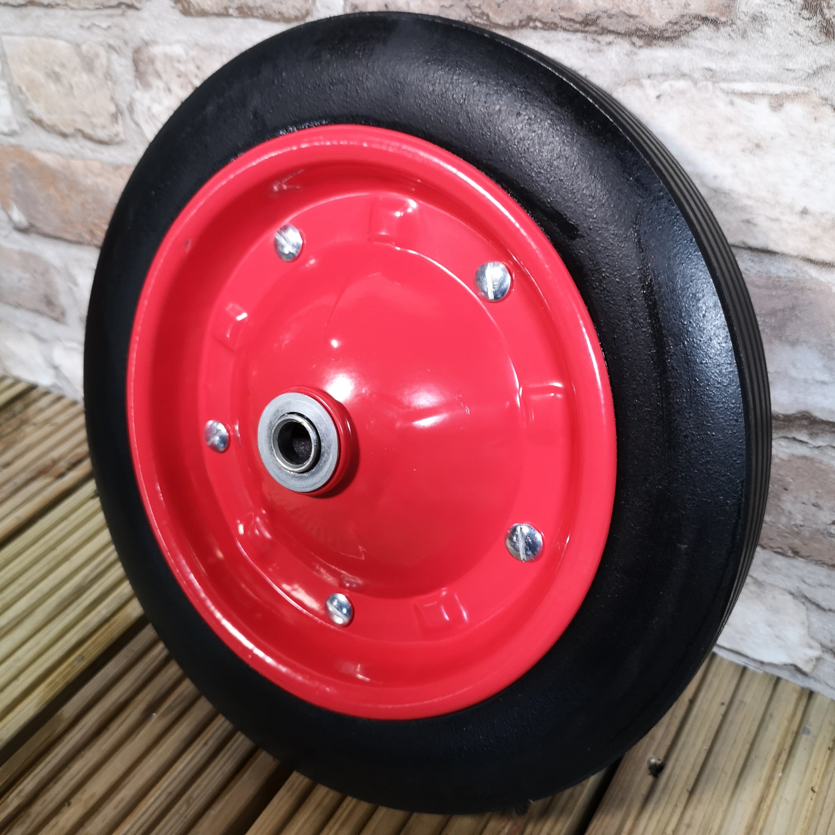 Replacement 13" x 3" Puncture Proof / Solid Wheelbarrow Wheel With Axle