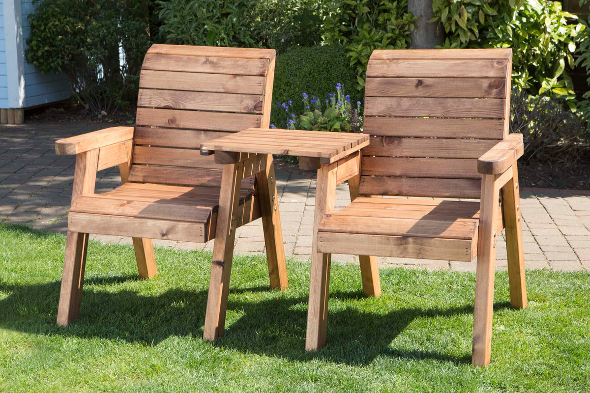 Charles Taylor Hand made Chunky Wooden Garden Furniture Love Seats Flat Packed Or Ready Assembled
