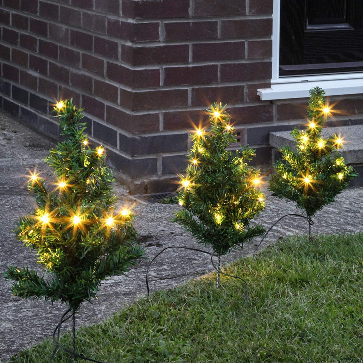 2 Pack of 6 (12) 30cm LED Lit Premier Christmas Tree Path Lights (15 LEDs Per Tree)