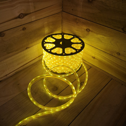 48m Yellow 1728 LED Christmas Disco DJ Rope Light Static Function Indoor Outdoor With Reel 2736