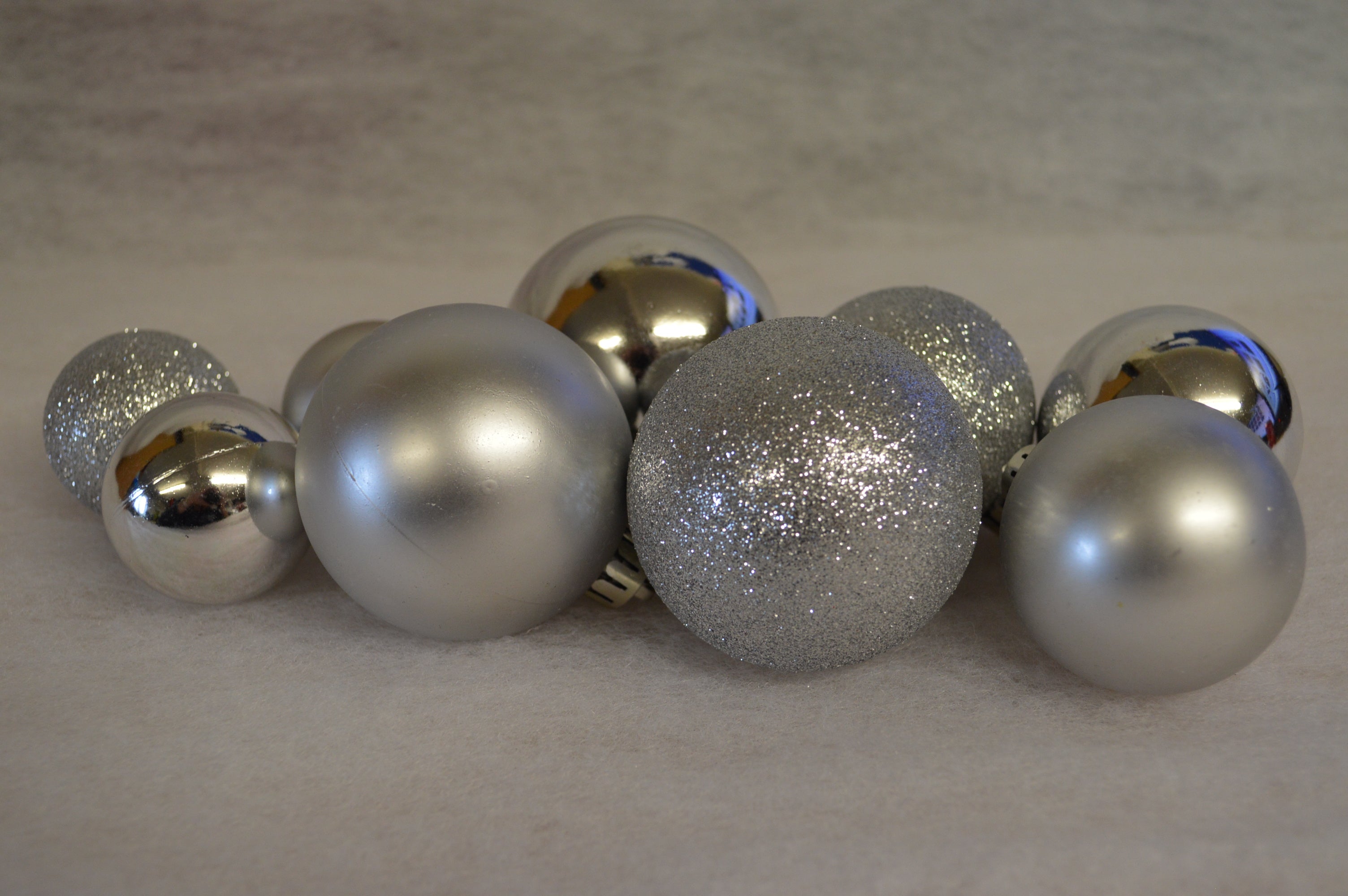 Pack of 30 Assorted Shatterproof Christmas Tree Bauble Decorations - Silver