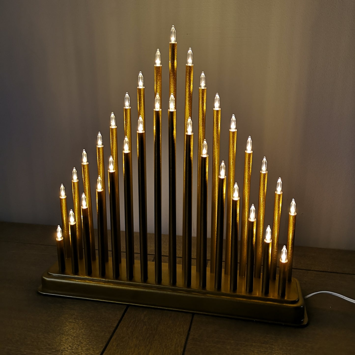 34cm Premier Christmas Candlebridge with 33 LEDs in Gold Mains Operated