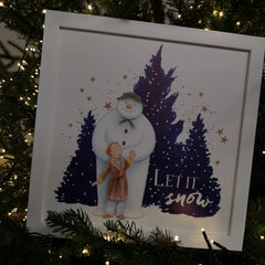 30 x 30cm Battery Operated Touch Activated Fibre Optic The Snowman™ & The Snowdog Christmas Canvas