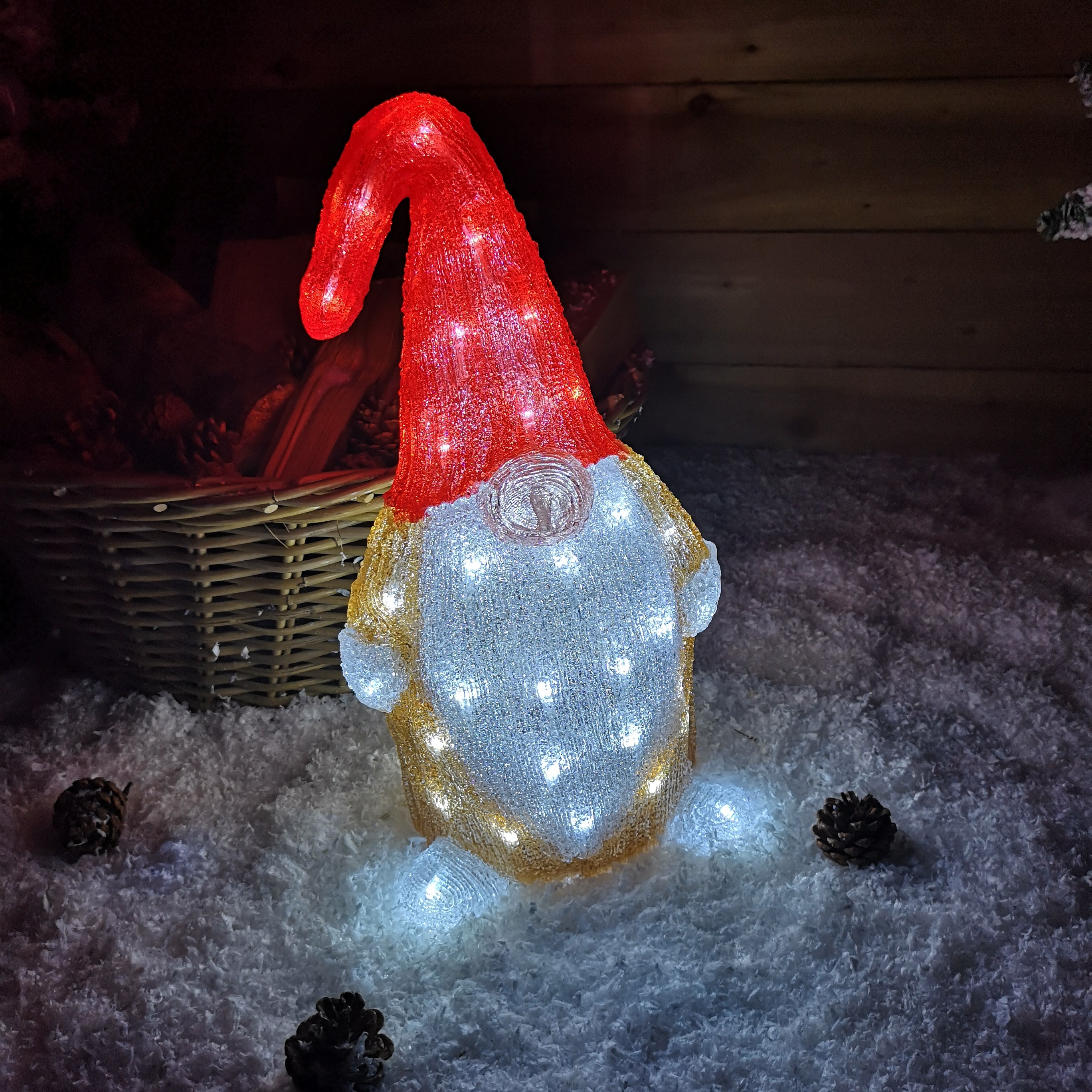 60 LED Indoor Outdoor Acrylic Gonk Christmas Decoration in Brown