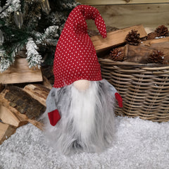 Large Festive 52cm Cuddly Gonk Indoor Christmas Decoration - White Spotty Hat