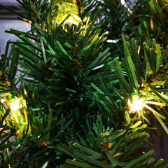 Set of 4 Green Pre Lit Warm White Christmas Outdoor Rovinj Pine Door Set Tree Wreath Garland