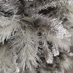 2.1m (7ft) Silver Glitter Tip Fir Festive Christmas Tree in Grey PVC