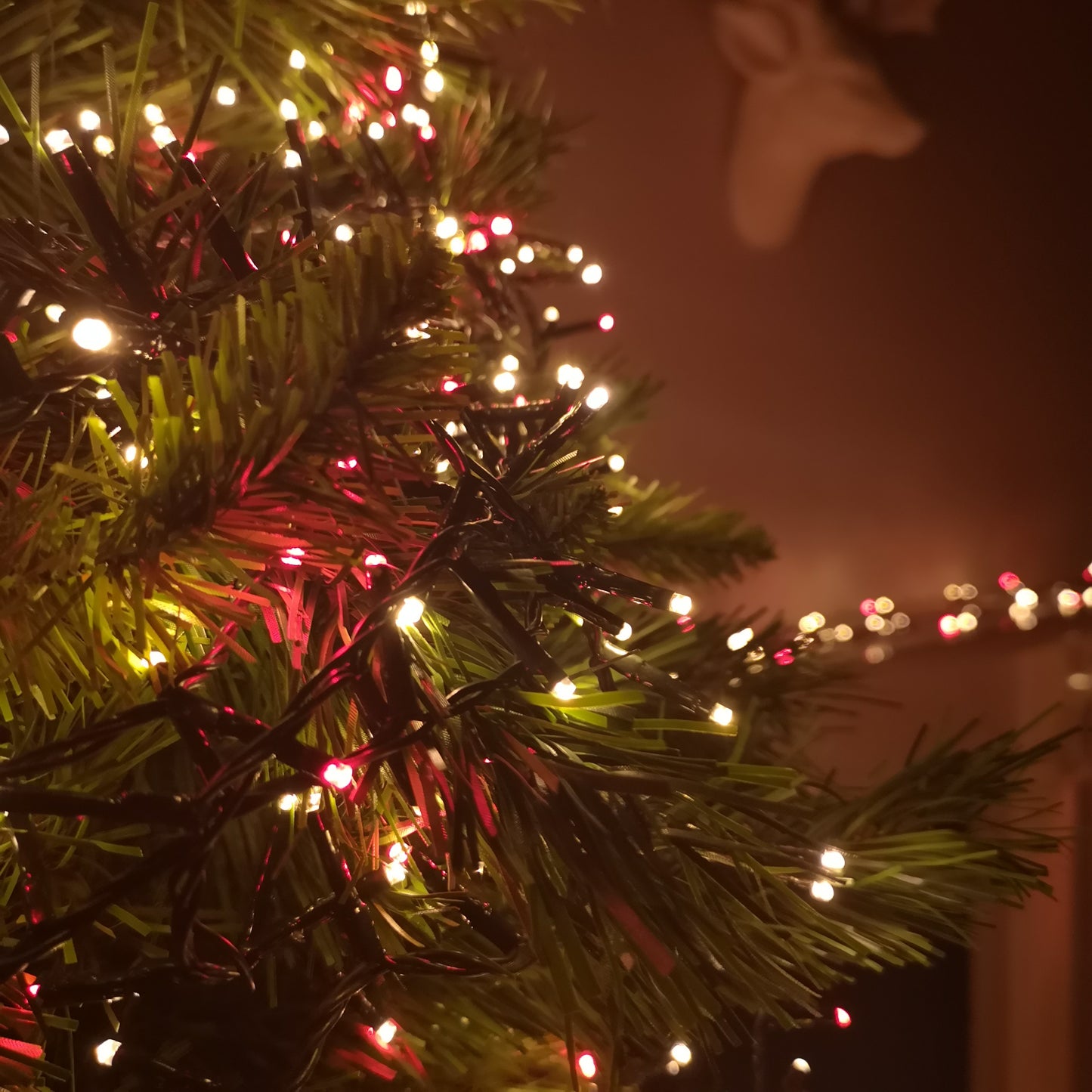 1500 LED 37.5m Premier TreeBrights Indoor Outdoor Christmas Multi Function Mains Operated String Lights with Timer in Red & Vintage Gold