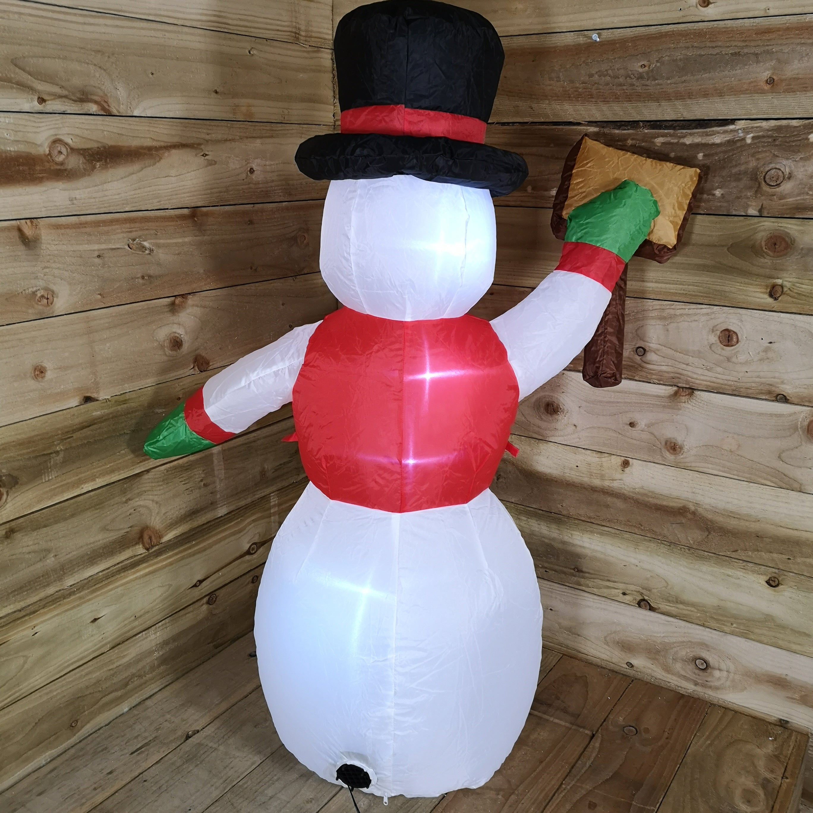 122cm (4ft) Inflatable LED Outdoor Winter Snowman with Merry Christmas Sign