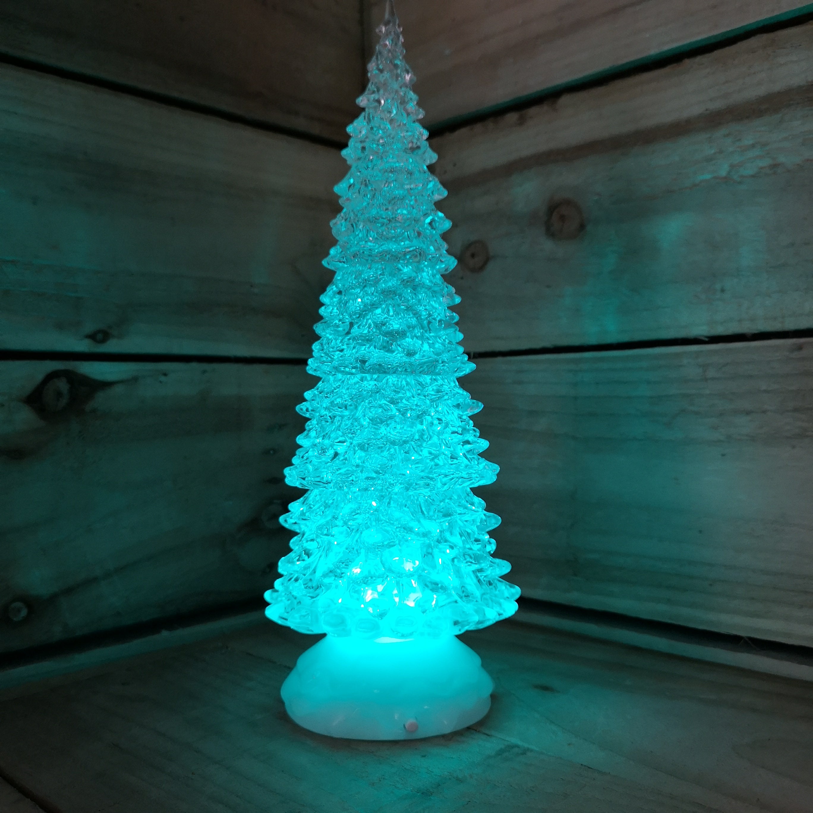 32cm Snowtime Christmas Water Spinner Colour Changing Glitter Christmas Tree  Dual Powered