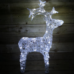 90cm LED Indoor Outdoor Acrylic Standing Reindeer Christmas Decoration in Cool White