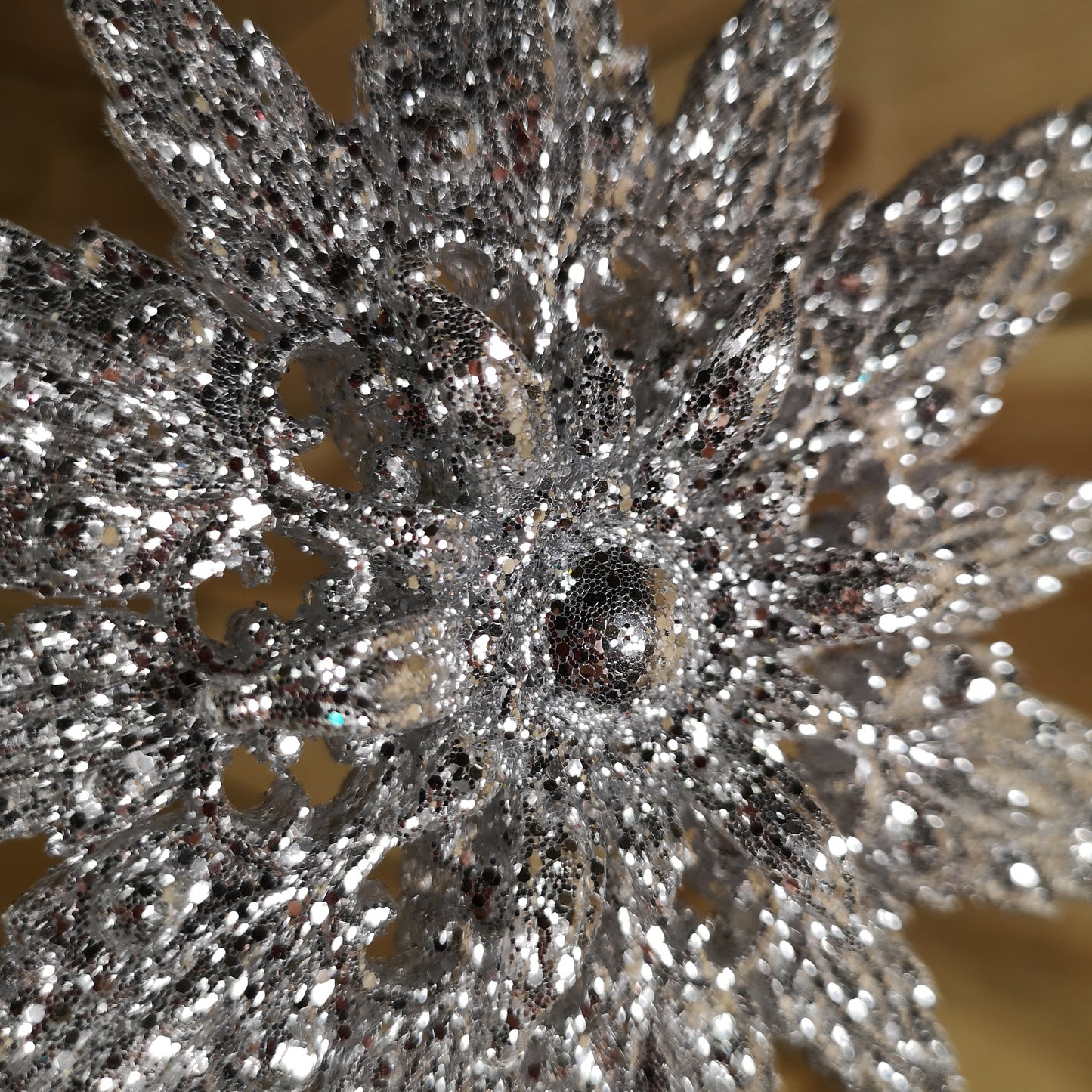Festive 24cm Christmas Silver Star Glitter Tree Topper