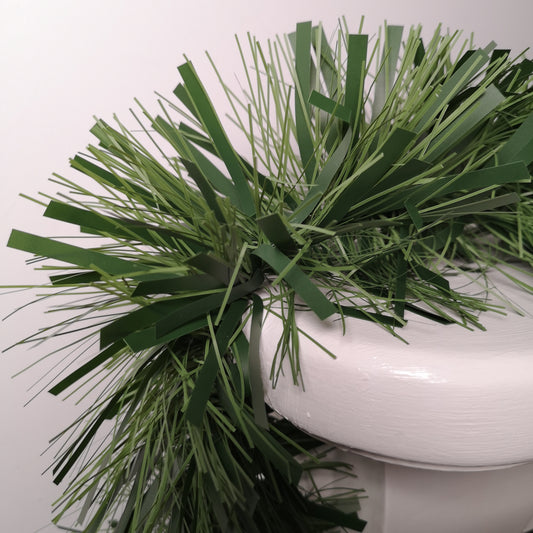 10m x 15cm Luxury Chunky Cut Tinsel Garland Christmas Tree Decoration - Green